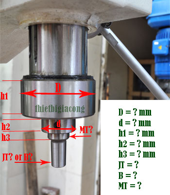 Cách đo trục máy để lắp đầu khoan ta rô chùm