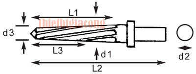 Mũi doa rộng lỗ chuôi trụ hệ Inch